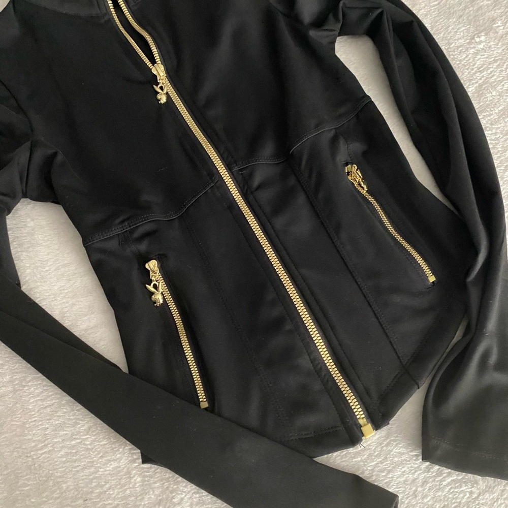 PLAYBOY Black Utility Jacket with Gold Zippers